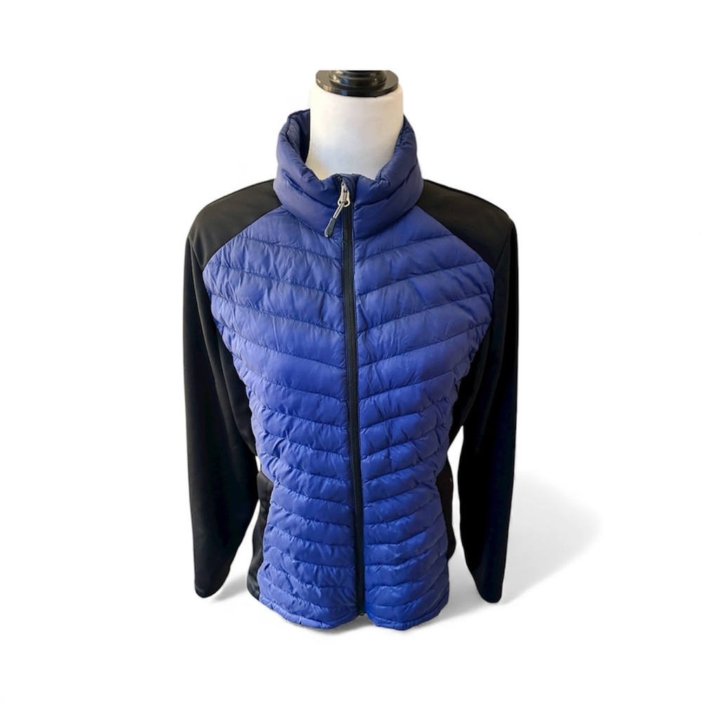 32 Degrees Heat mixed media women’s jacket, size large, royal blue/black